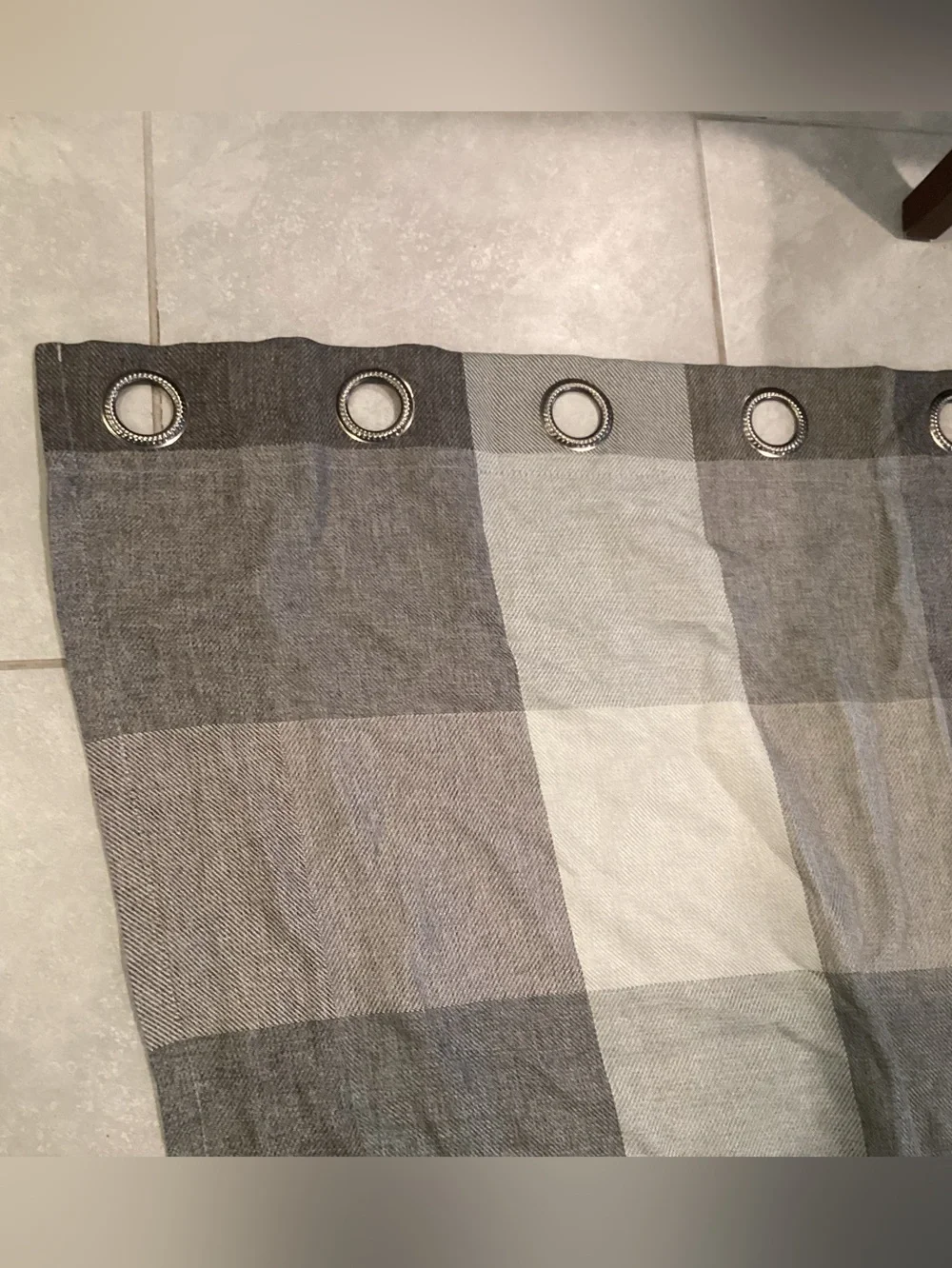 Romantex Gray Plaid Grommet Curtain Panel set of 2